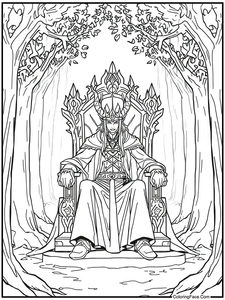 Demon king sitting throne