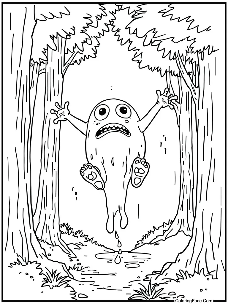 Slime monster bouncing high