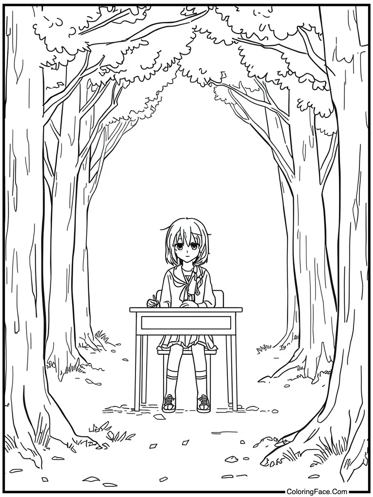 Sitting at school desk