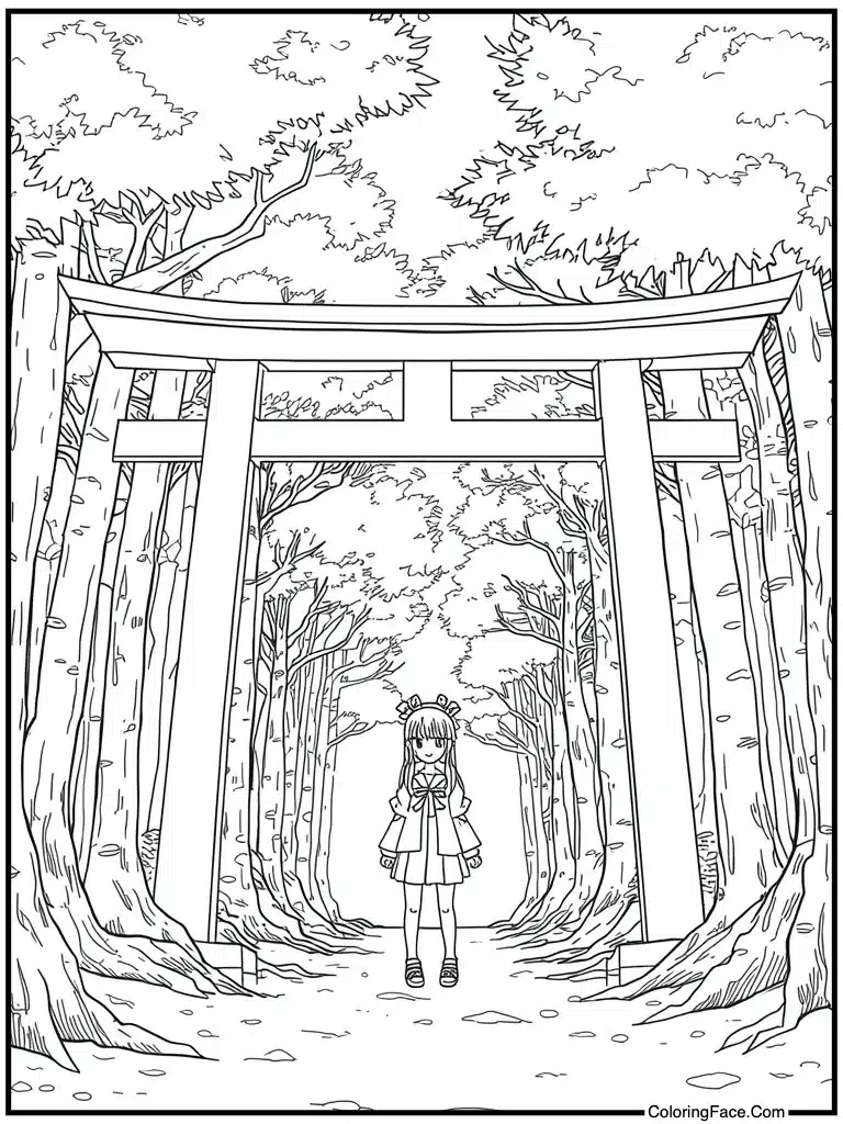 Visiting shinto shrine gate