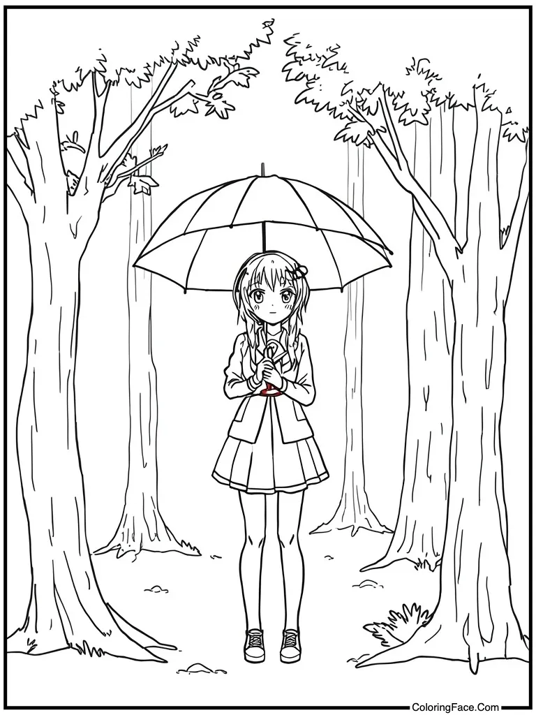 Holding a black umbrella