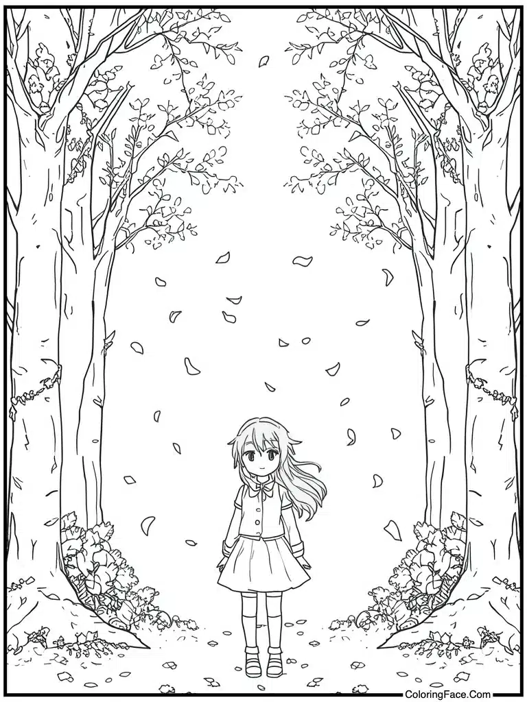 Petals falling in wind