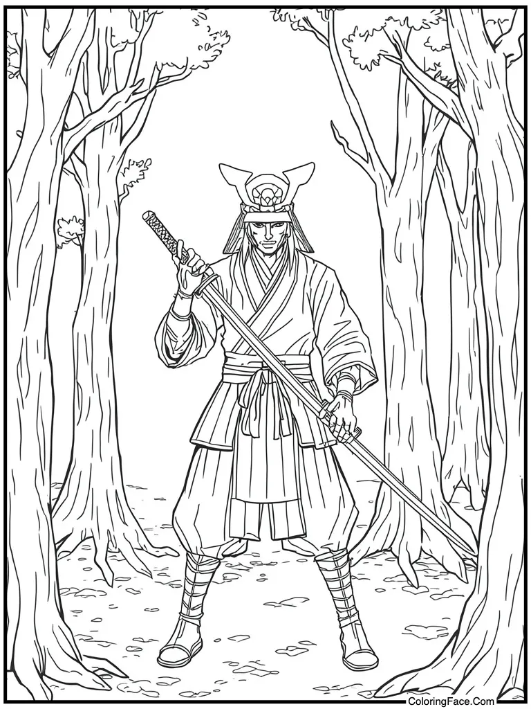 Samurai holding katana sword