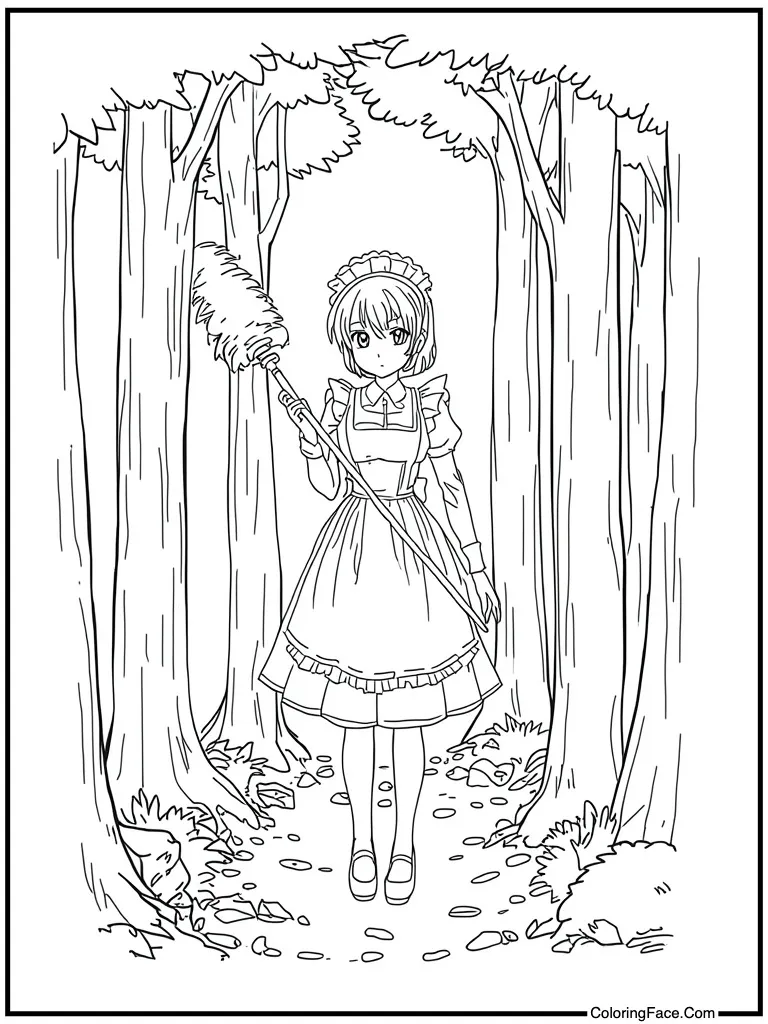 Maid cleaning with duster