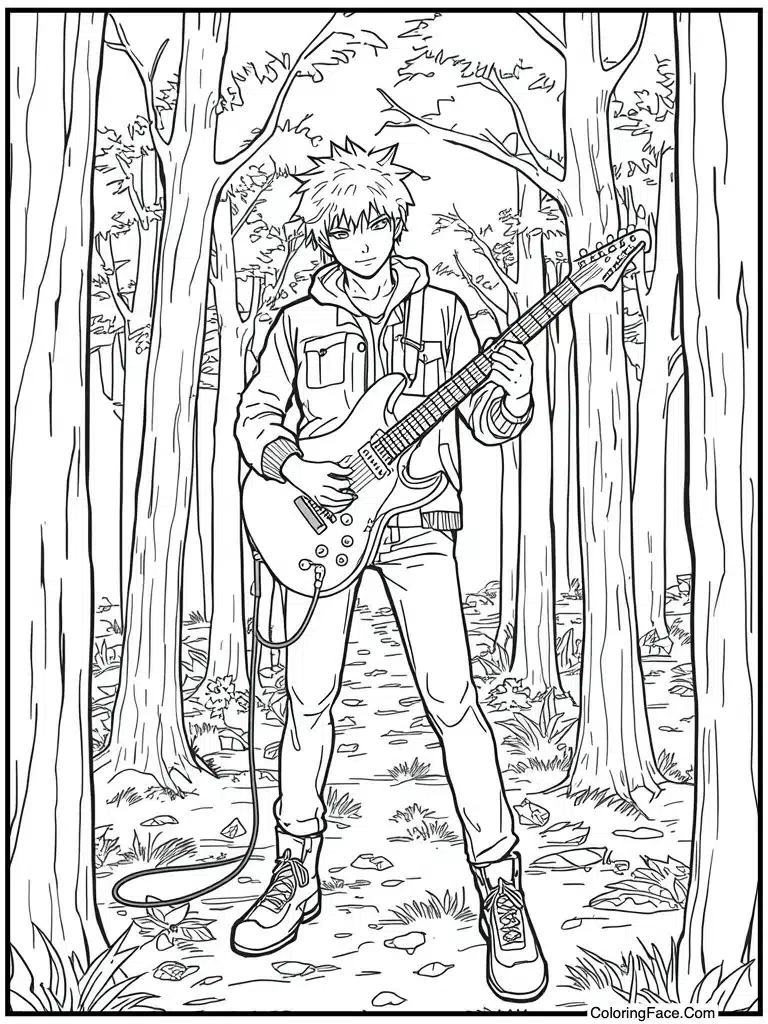 Musician playing electric guitar