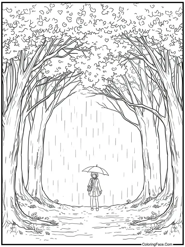 Sharing an umbrella rain