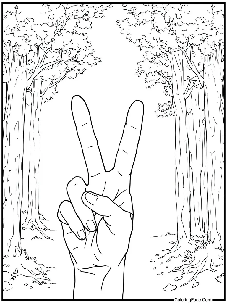 Victory pose peace sign