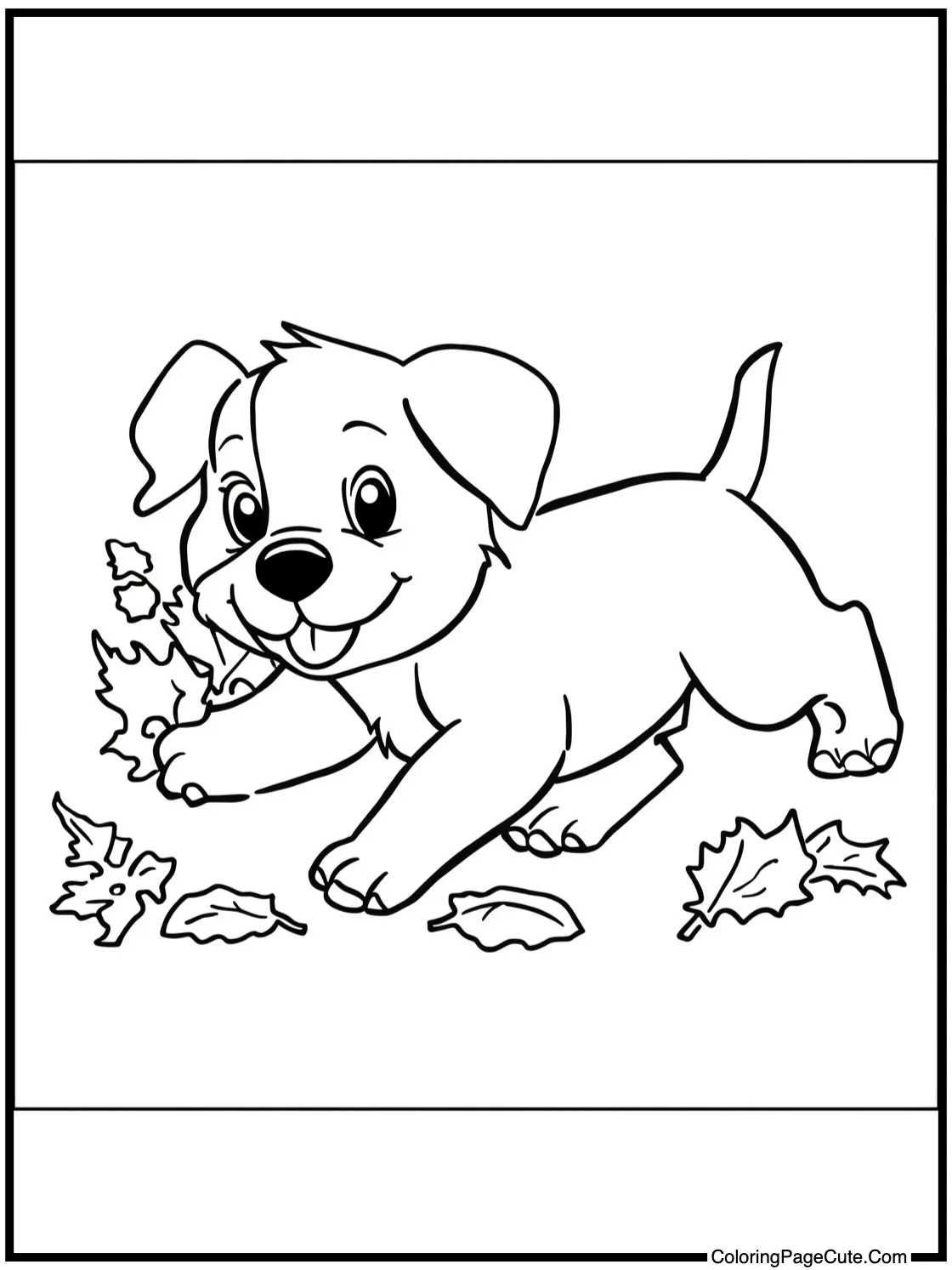 Puppy chasing leaves