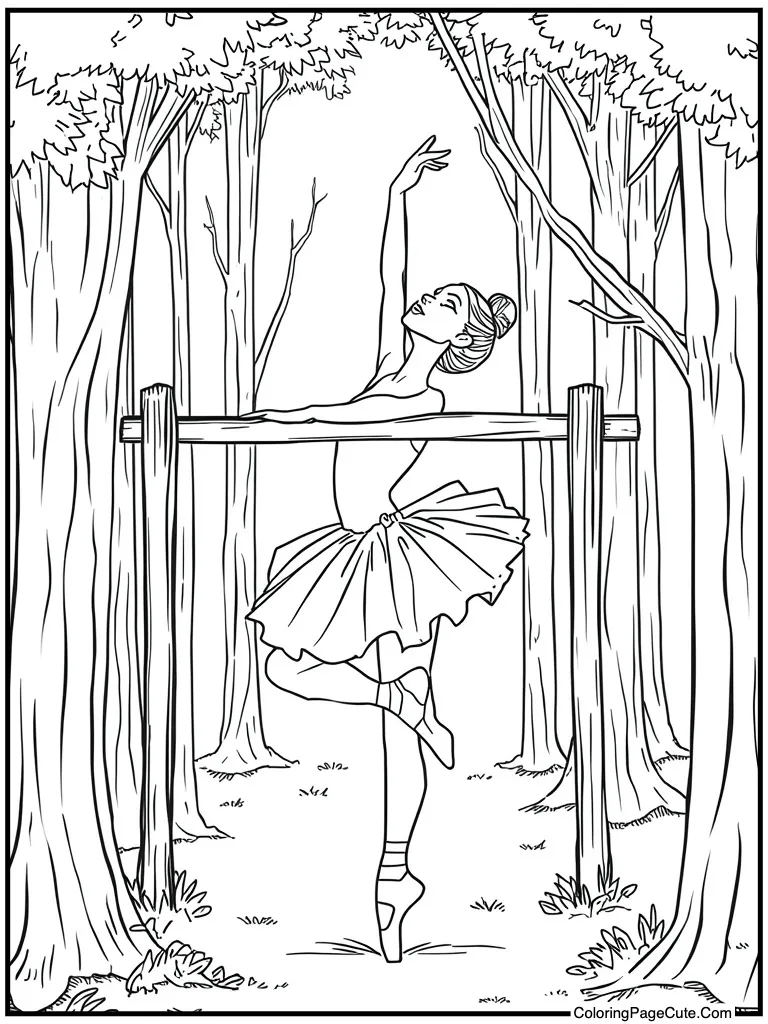 Stretching at wooden barre