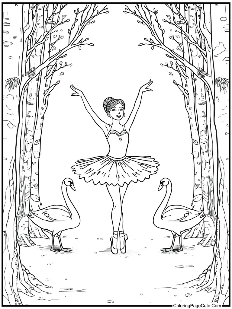 Group of swans dancing