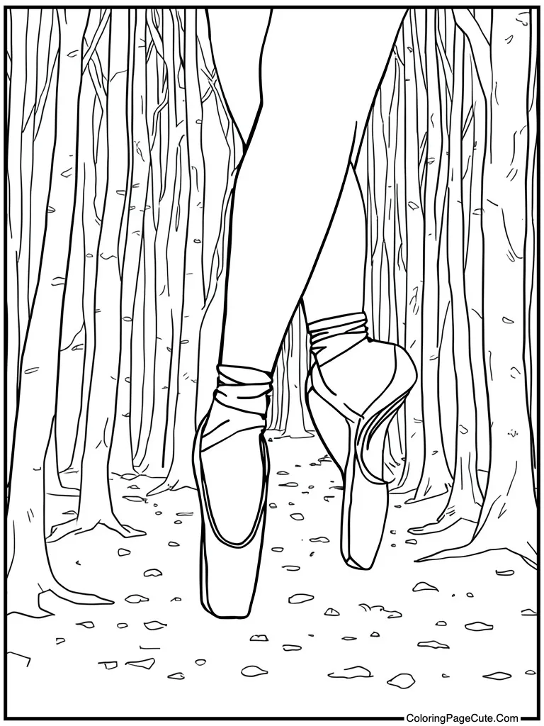 Feet in pointe shoes