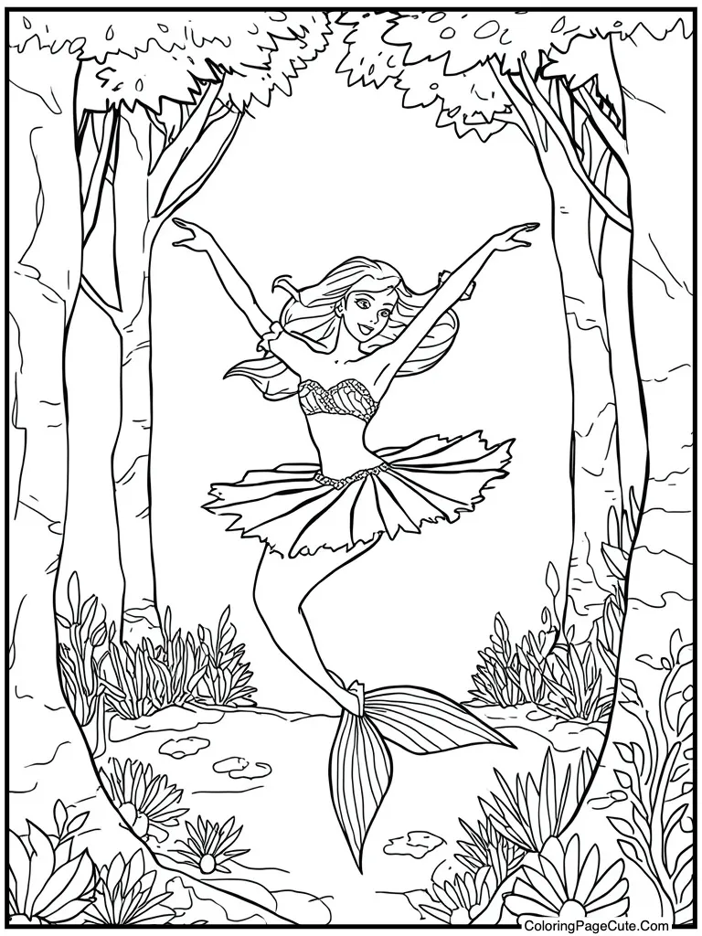 Mermaid dancing under water