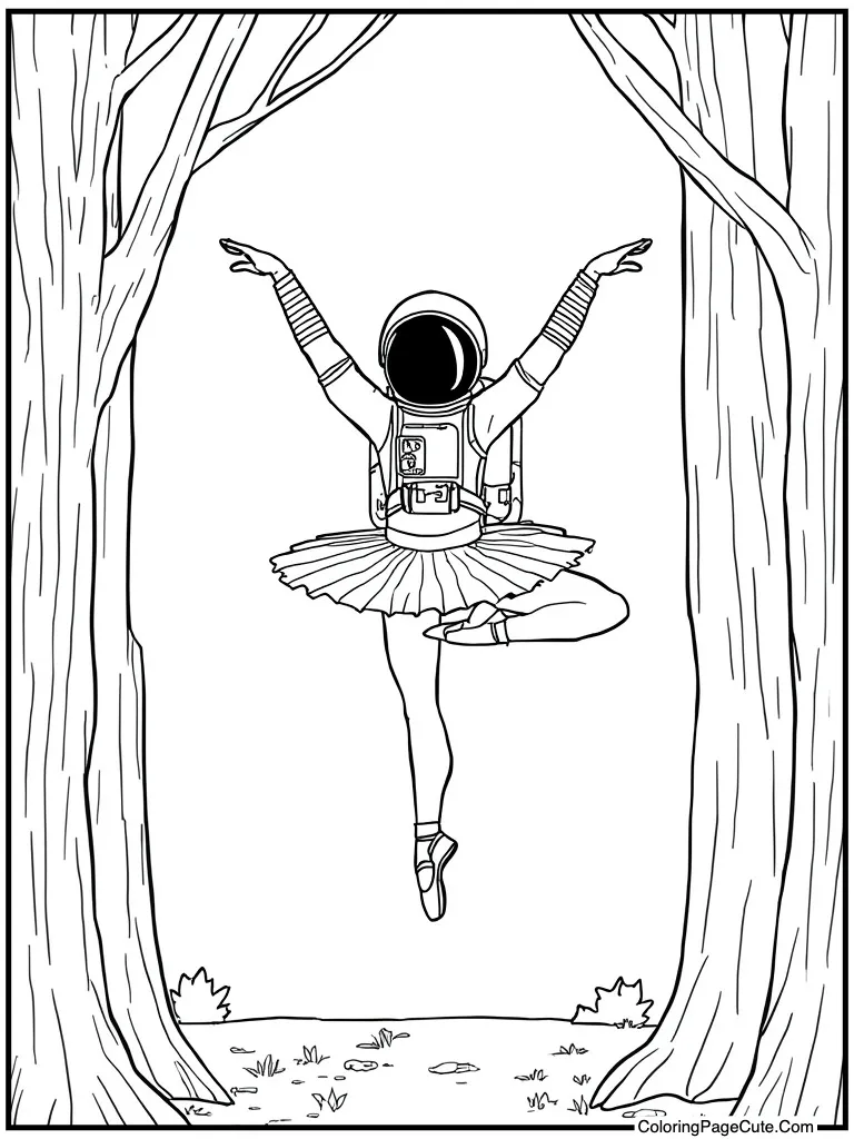 Astronaut floating ballet pose