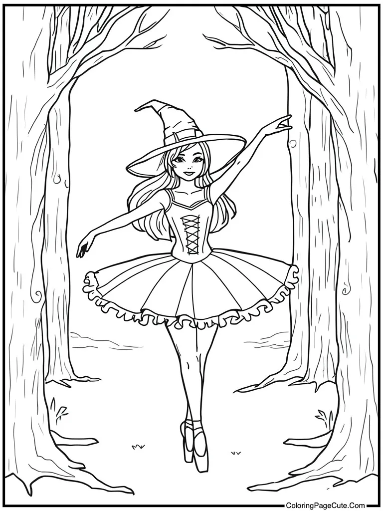 Halloween witch graceful dance