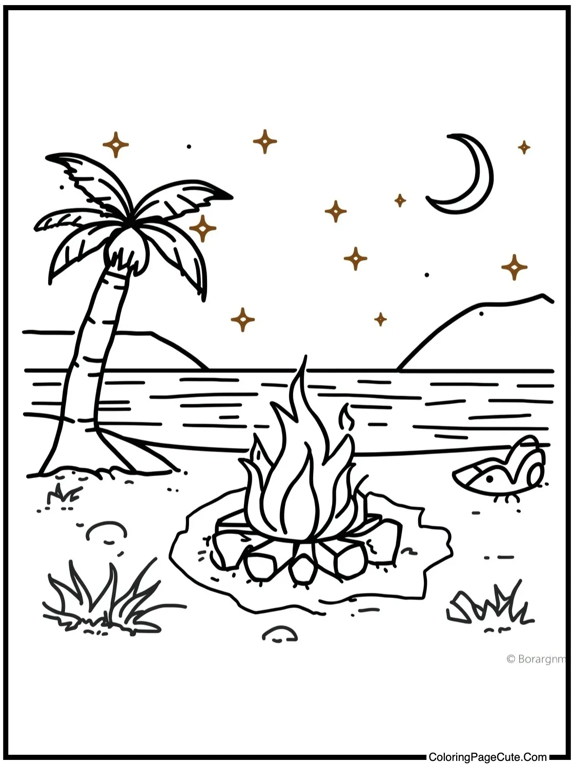 with a Bonfire at Night