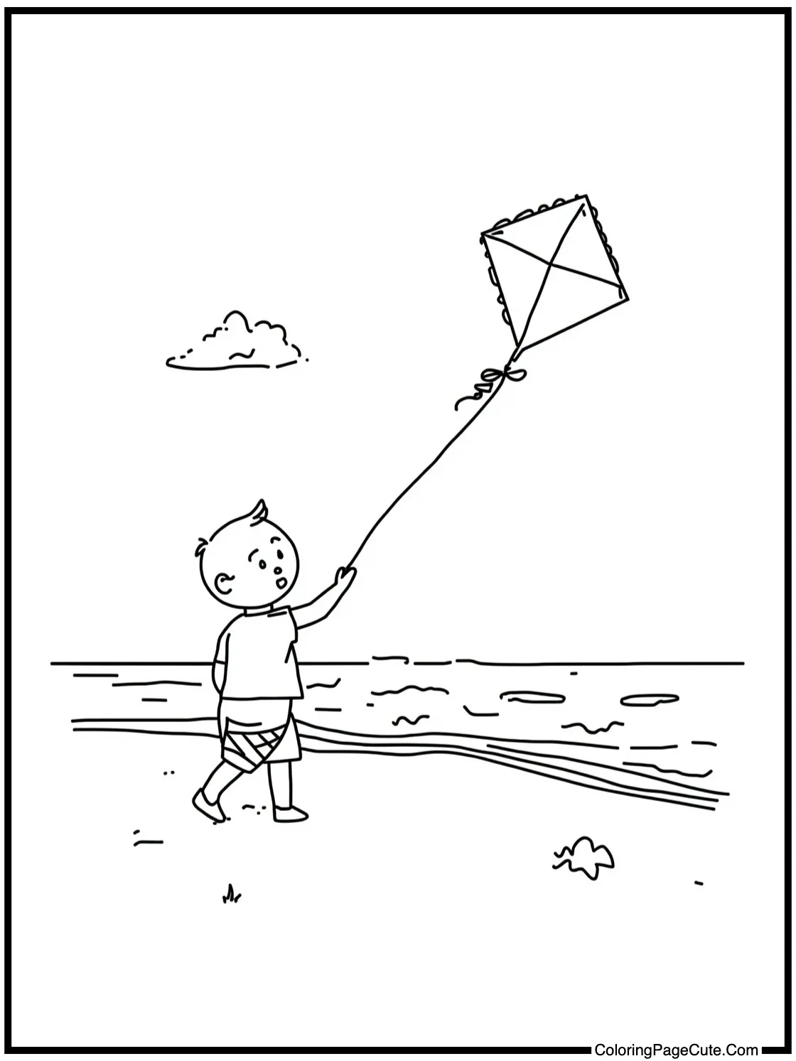 with a Child Flying a Kite