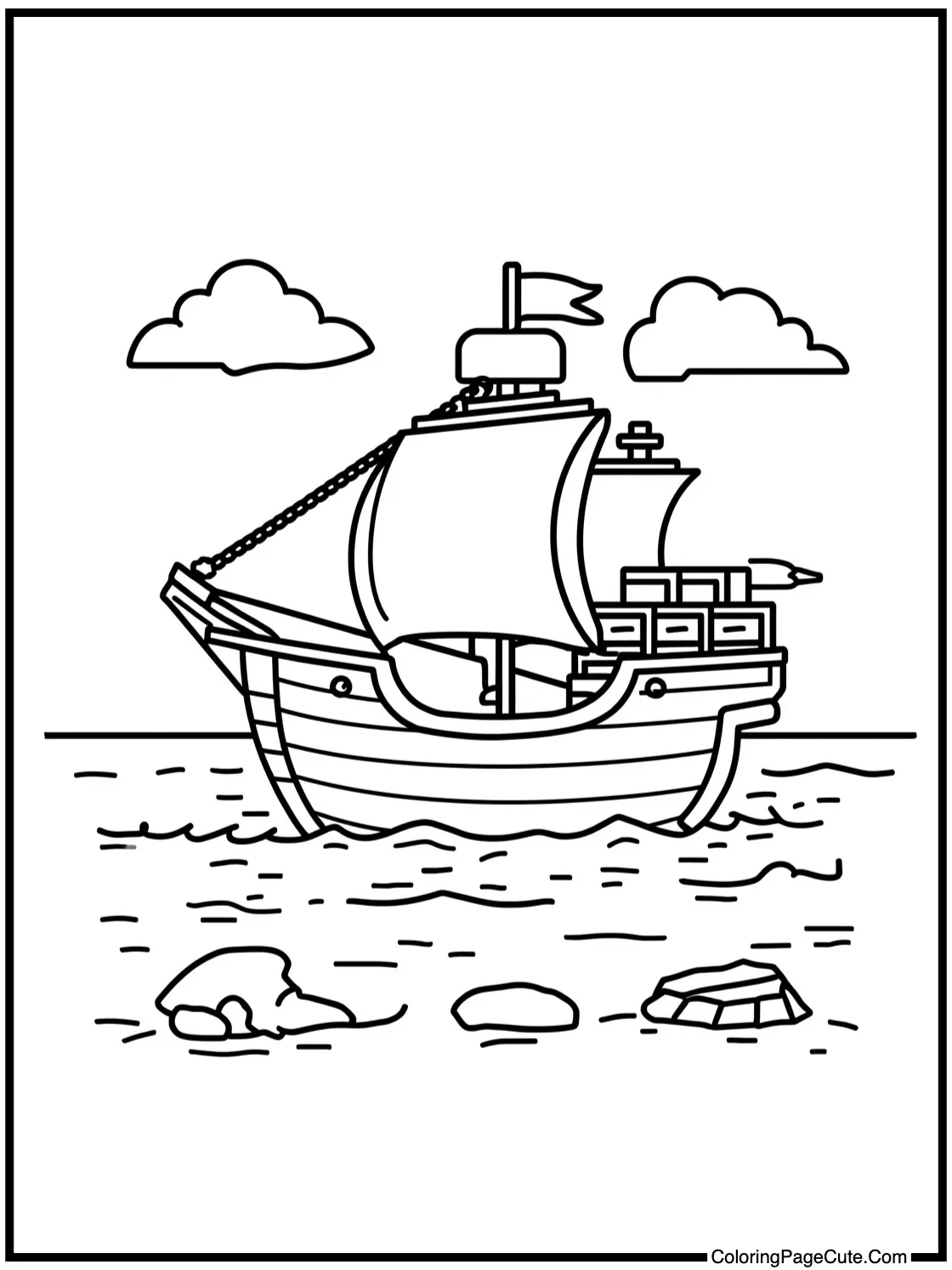 with a Distant Cargo Ship