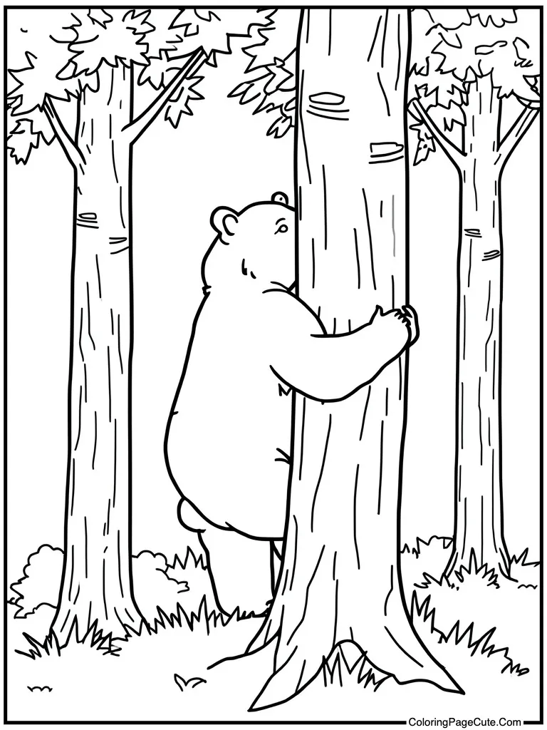 Scratching back on tree