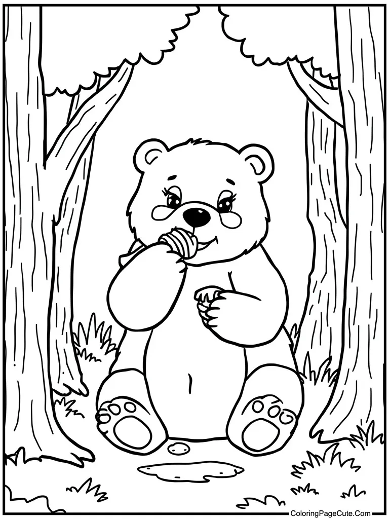 Eating sweet sticky honey