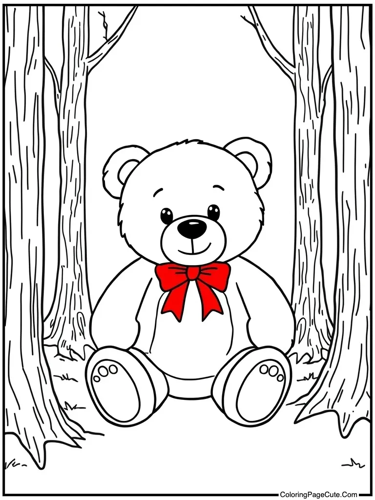 Teddy wearing red ribbon