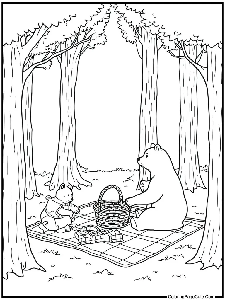 Picnic basket blanket scene