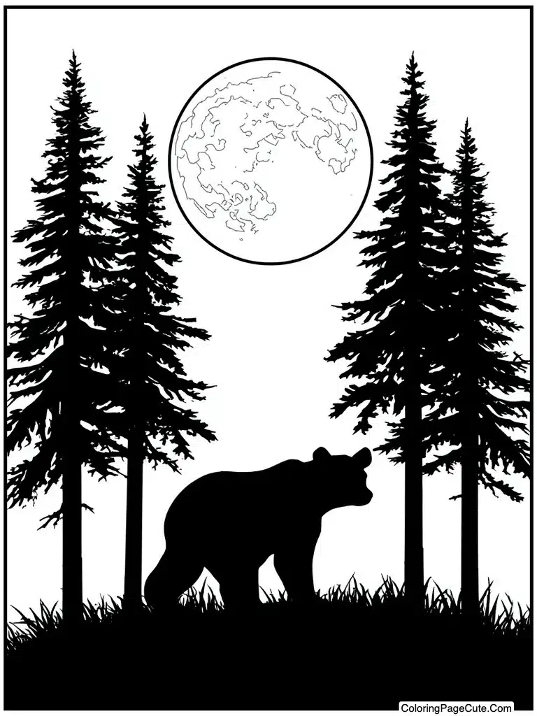 Silhouette against moon sky