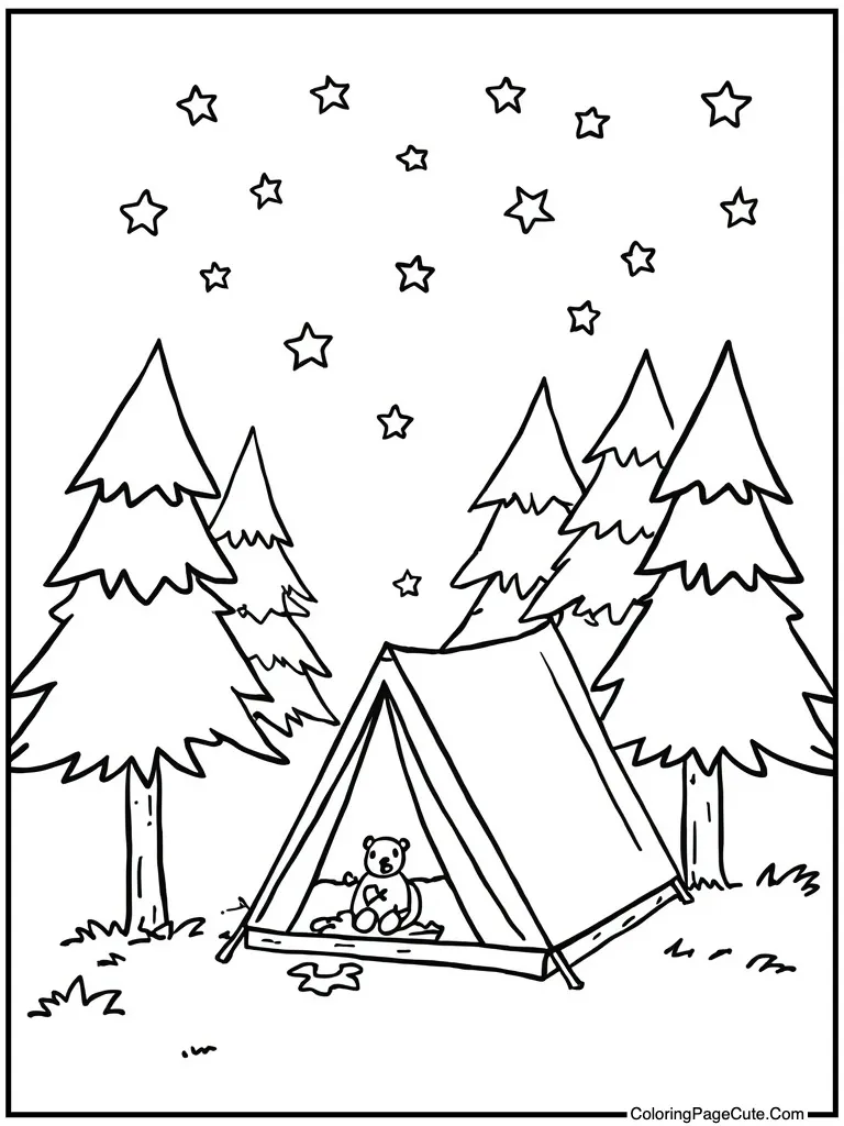 Camping tent under stars