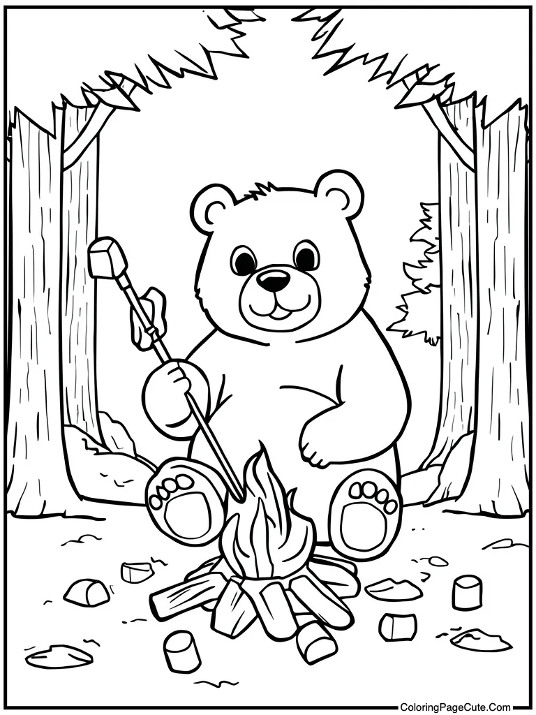 Roasting marshmallows on stick