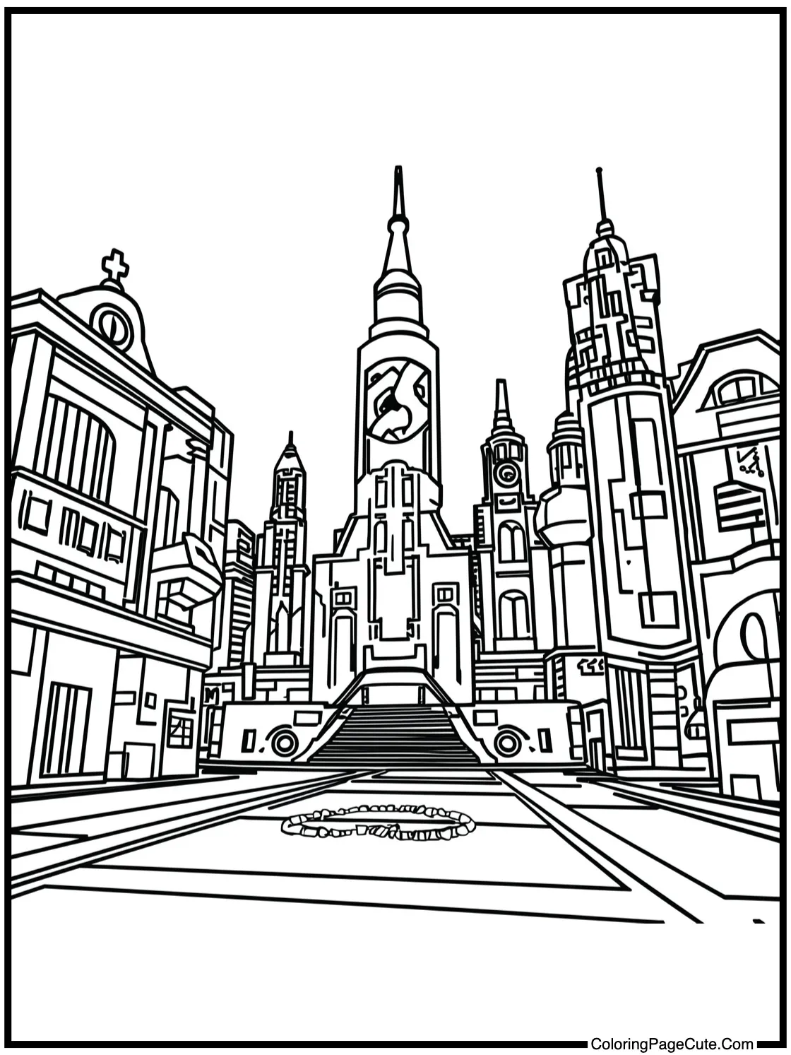 with futuristic city