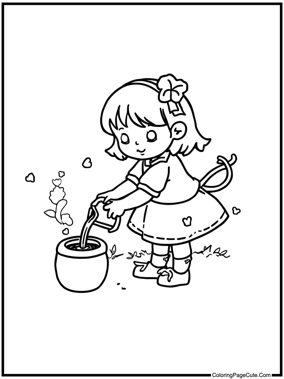 Charlotte watering roses