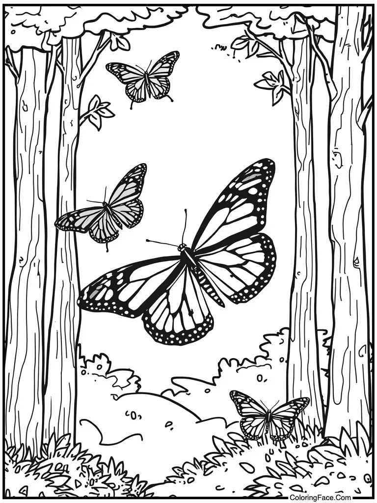 Monarch flying south migration