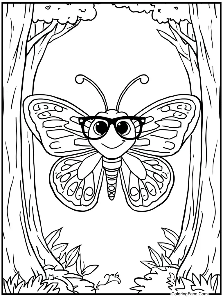 Funny insect wearing glasses