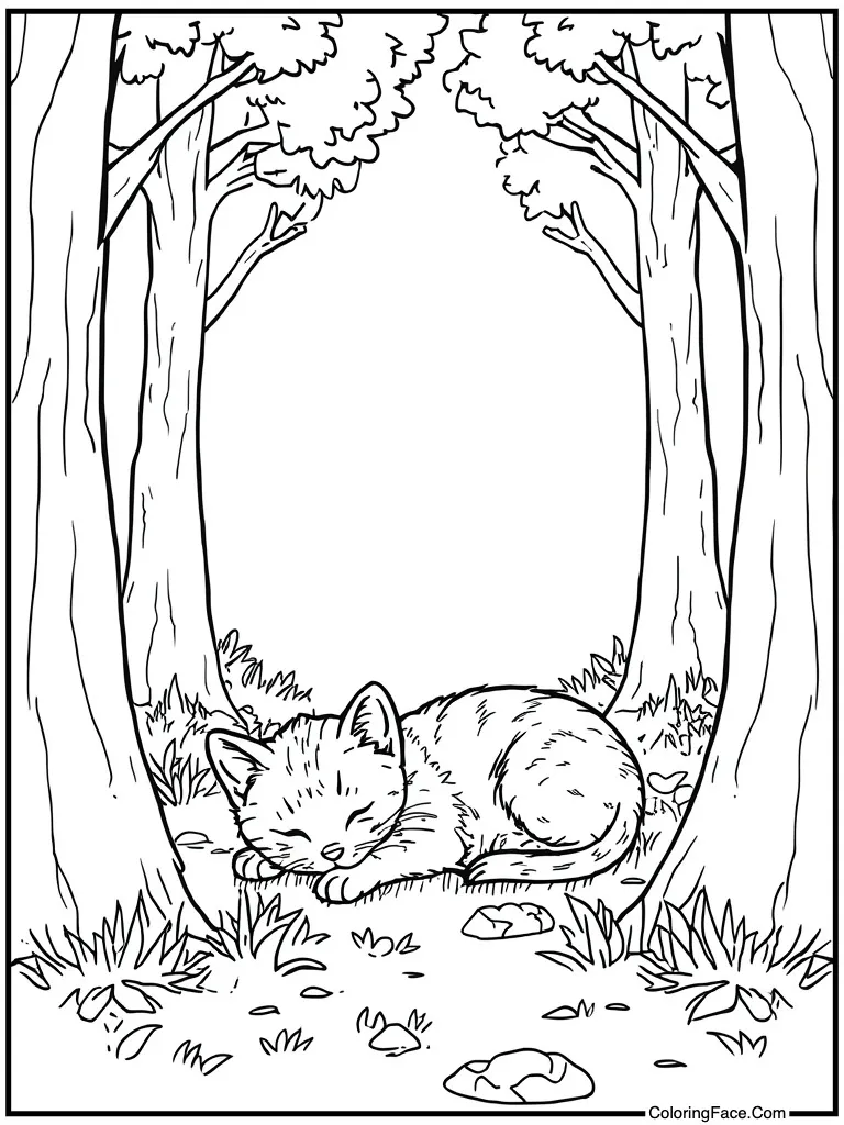 Near a sleeping kitten