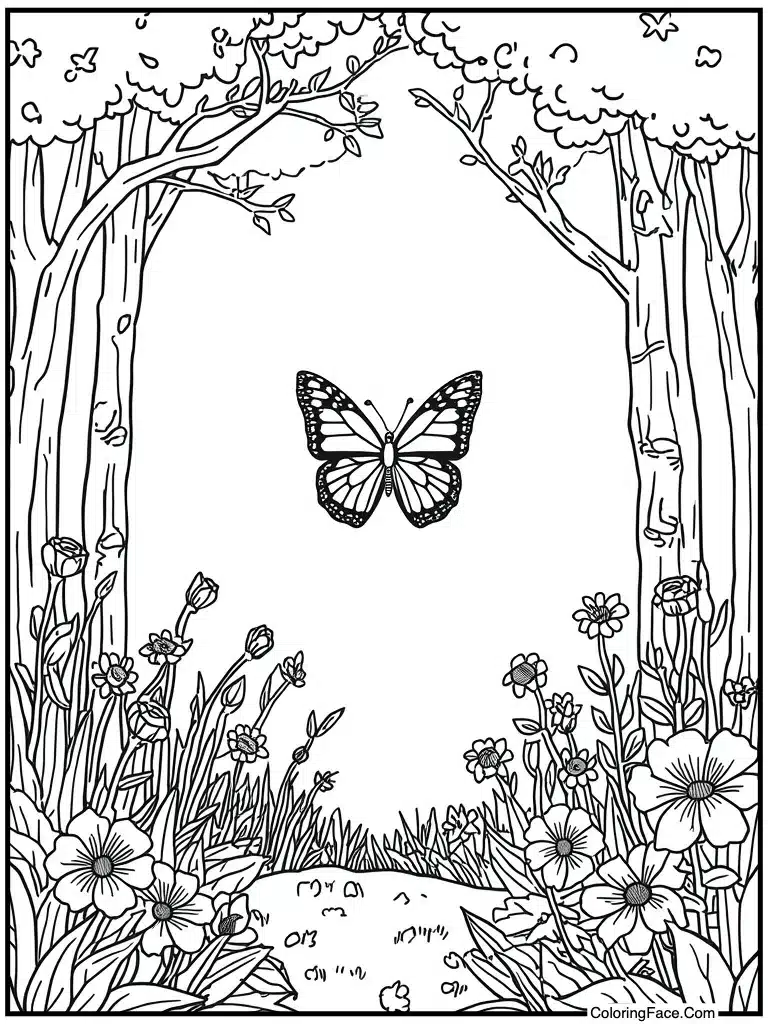 Garden scene with flowers