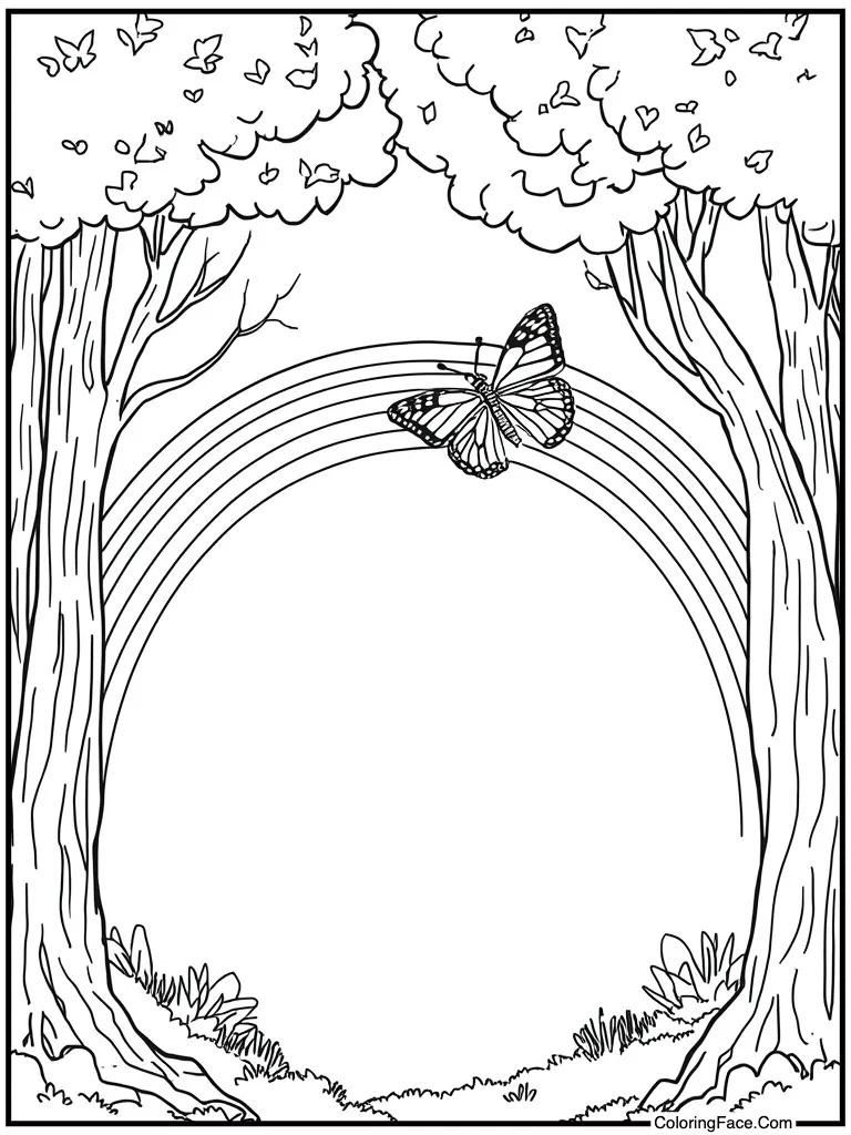 Flying over rainbow arc