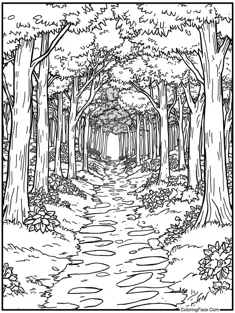 Forest path nature scene