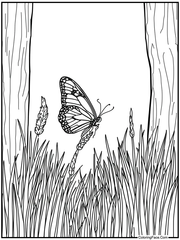 Perched on tall grass