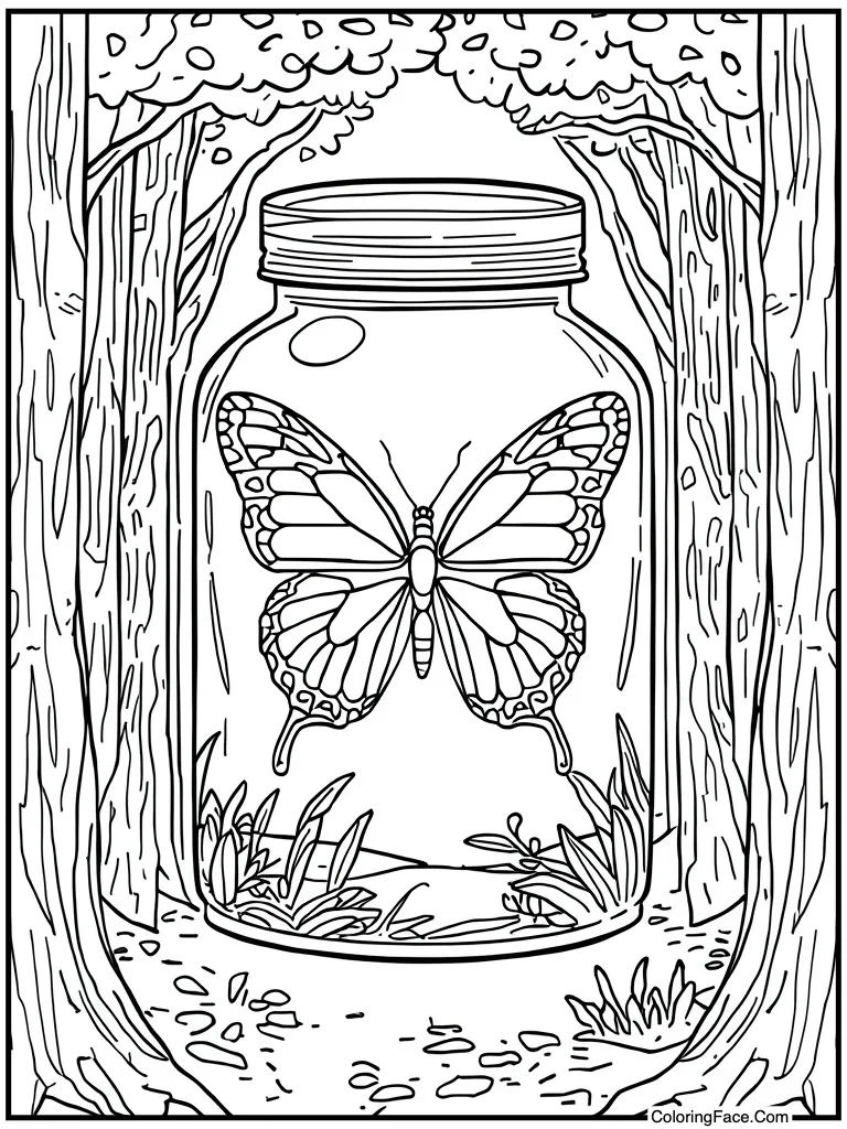 Inside a glass jar
