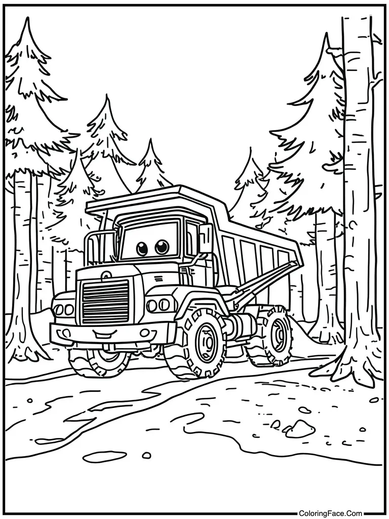 Dump truck unloading dirt