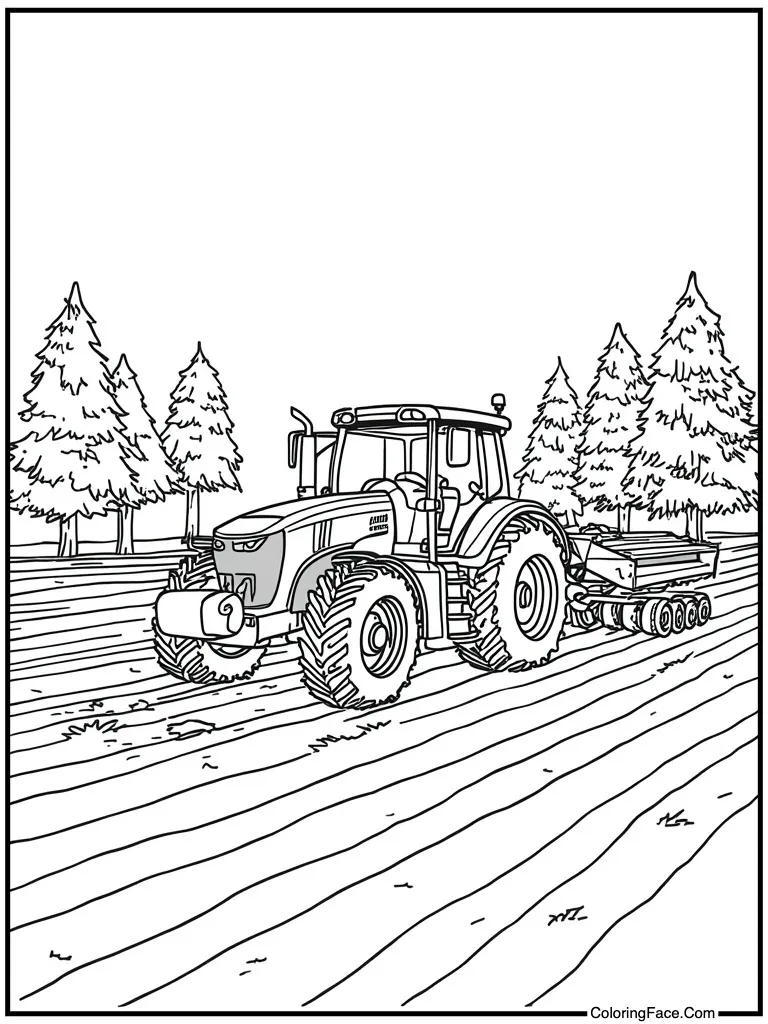 Tractor plowing the field