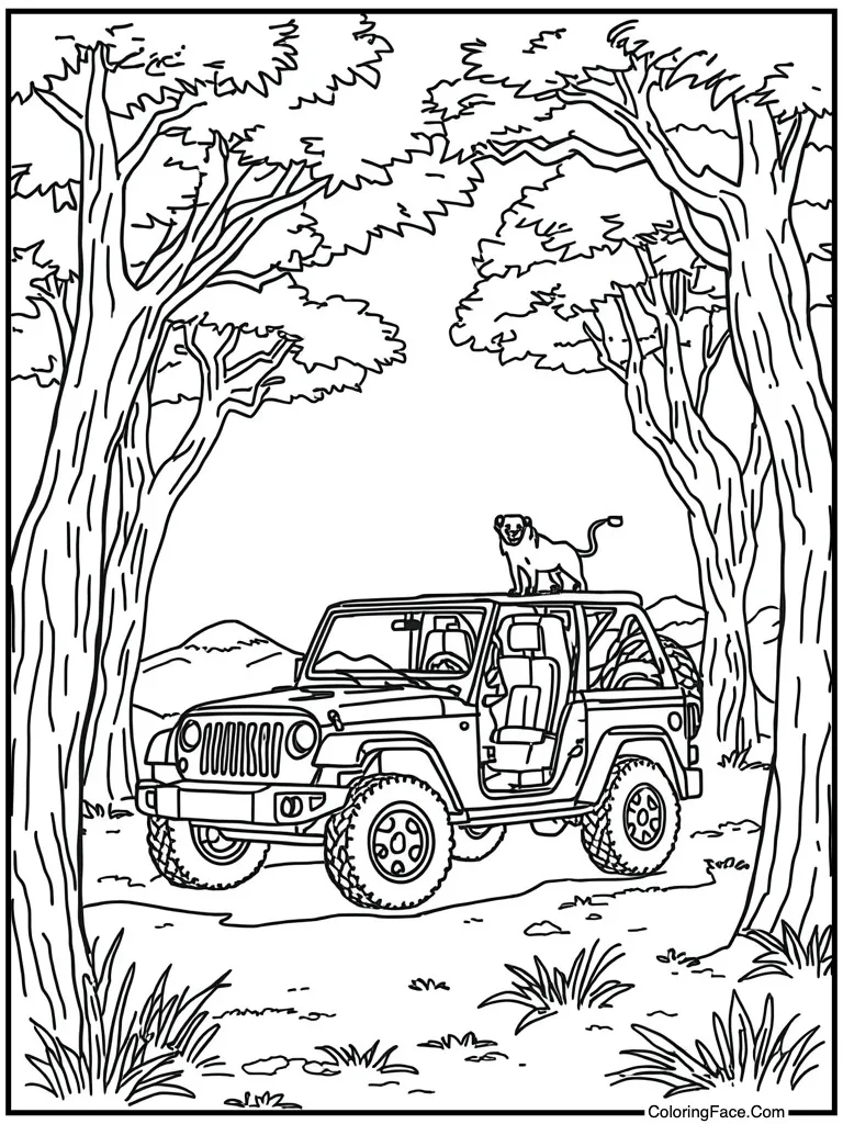 Safari jeep watching lions