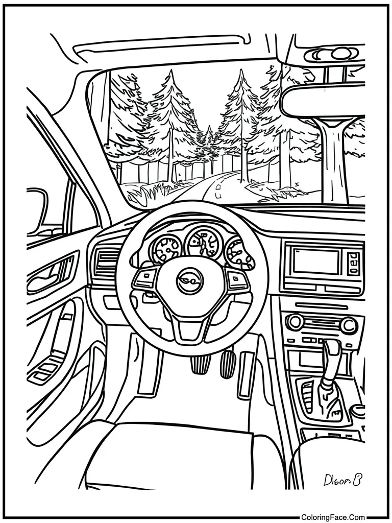 Interior dashboard steering wheel