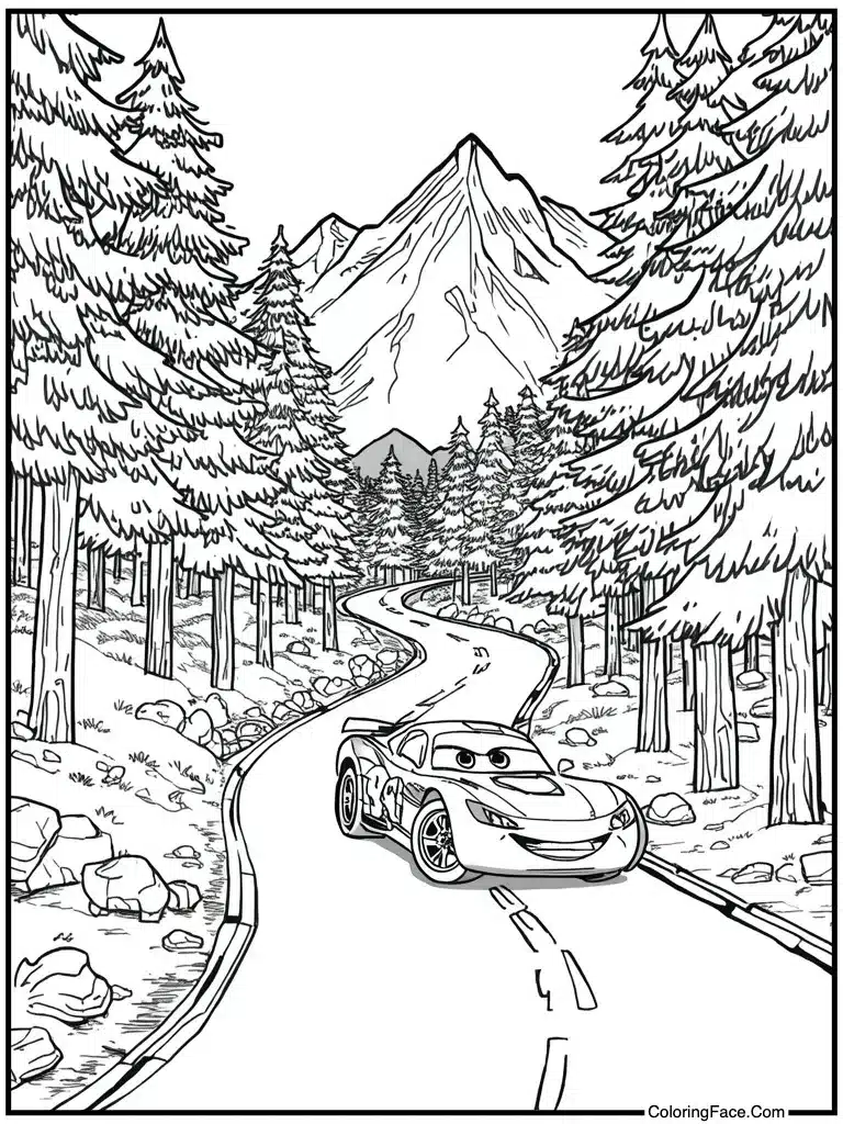 Winding road through mountains