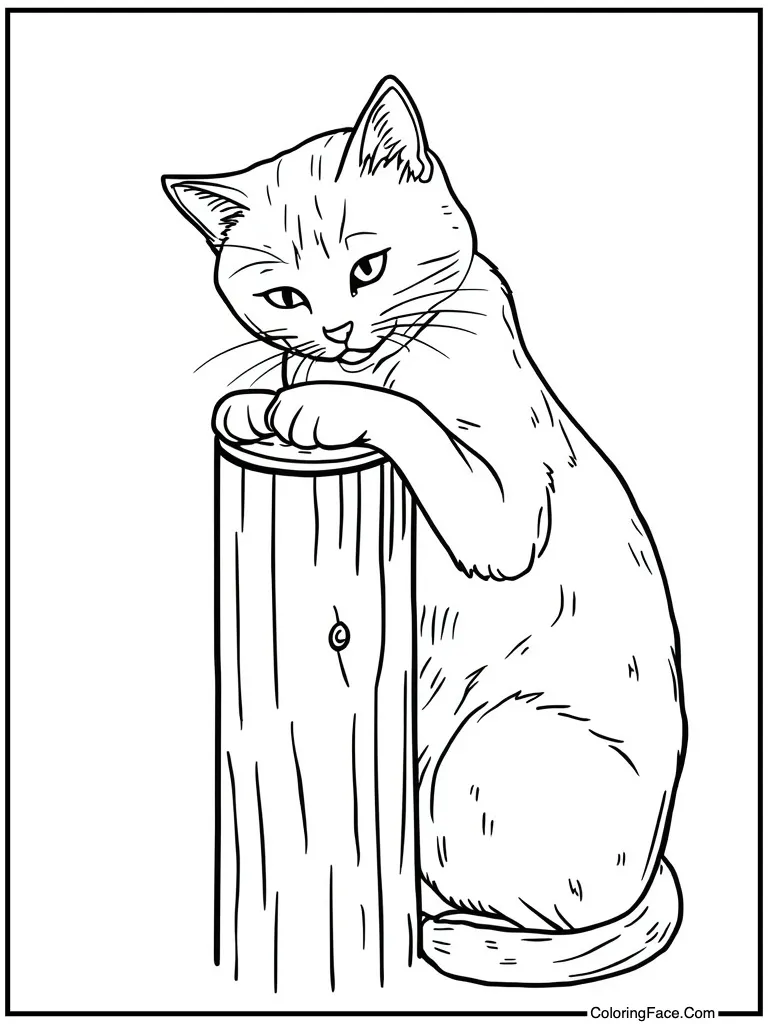 Scratching a wooden post