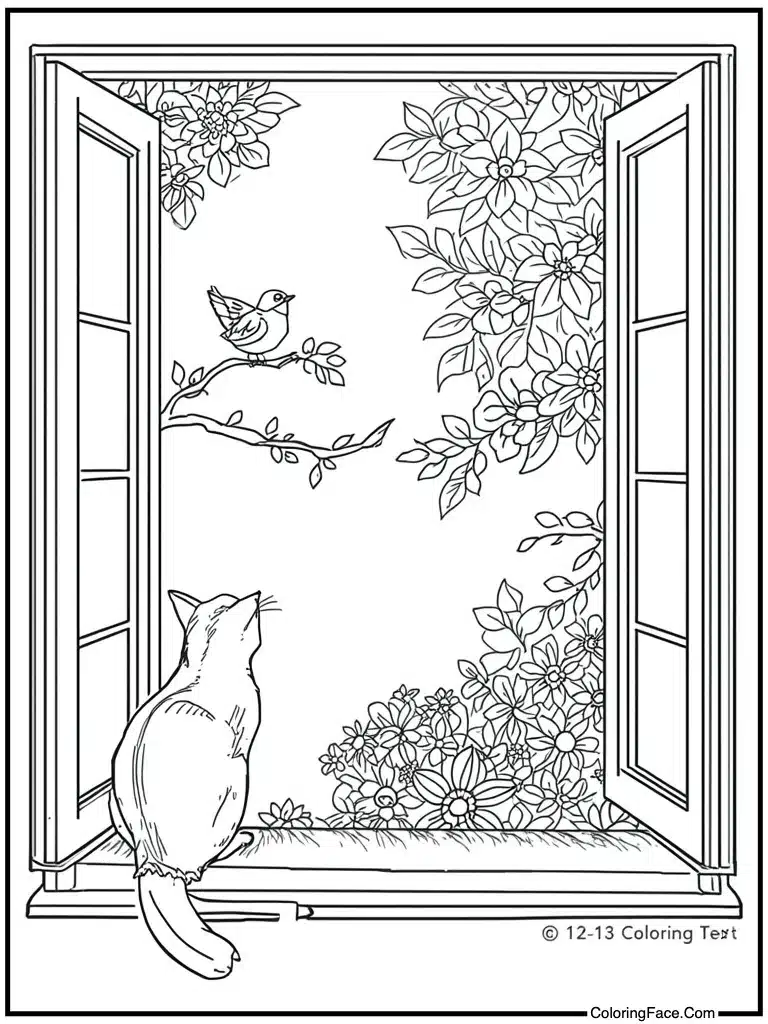 Watching birds outside window