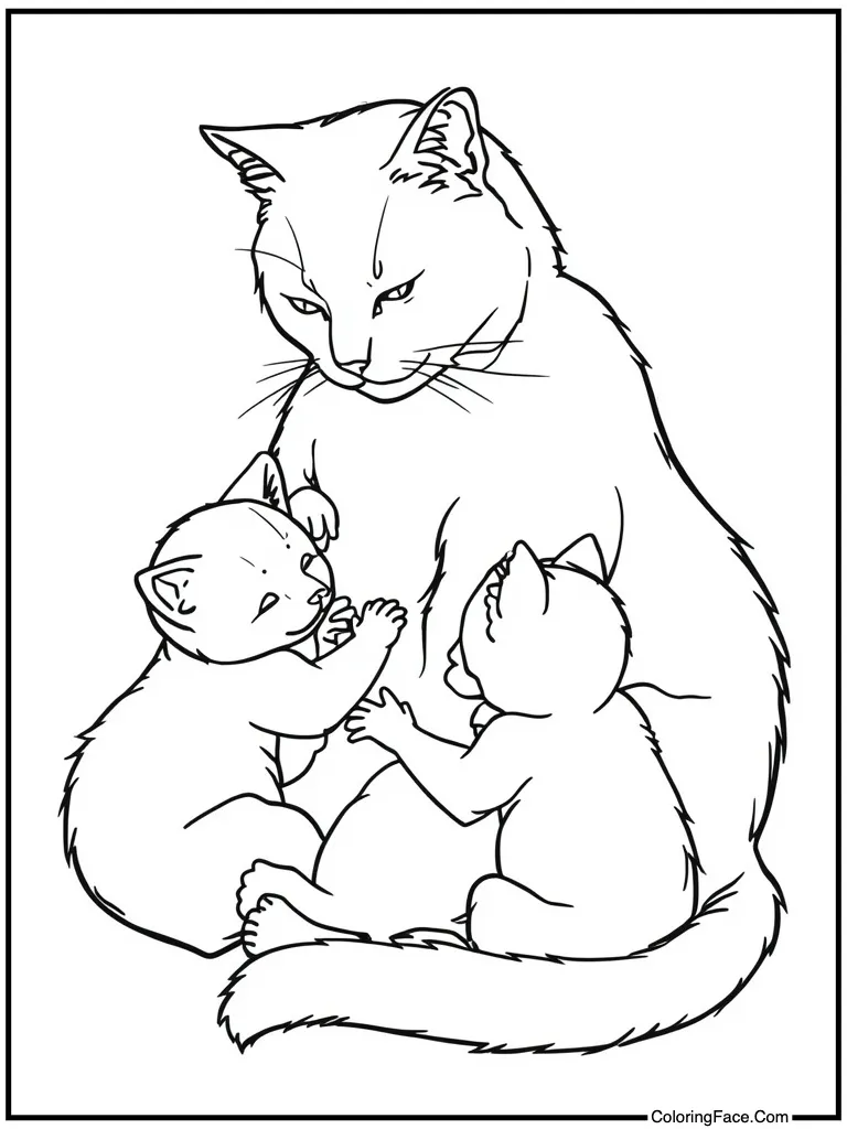 Mother nursing tiny babies