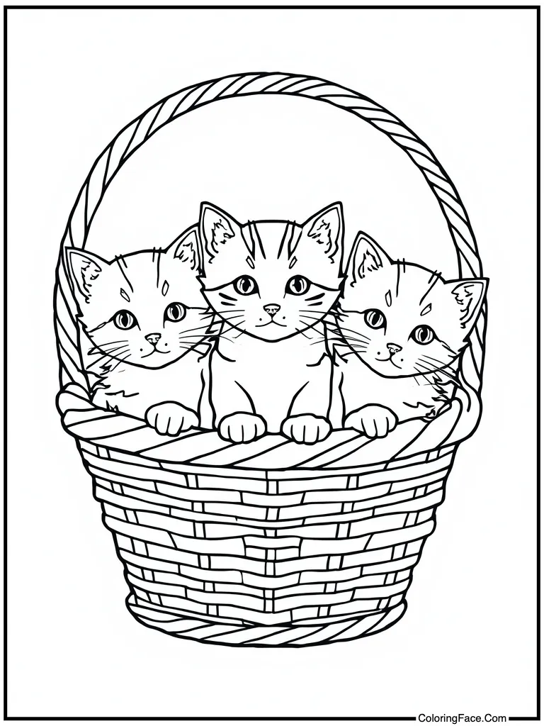 Three kittens in basket