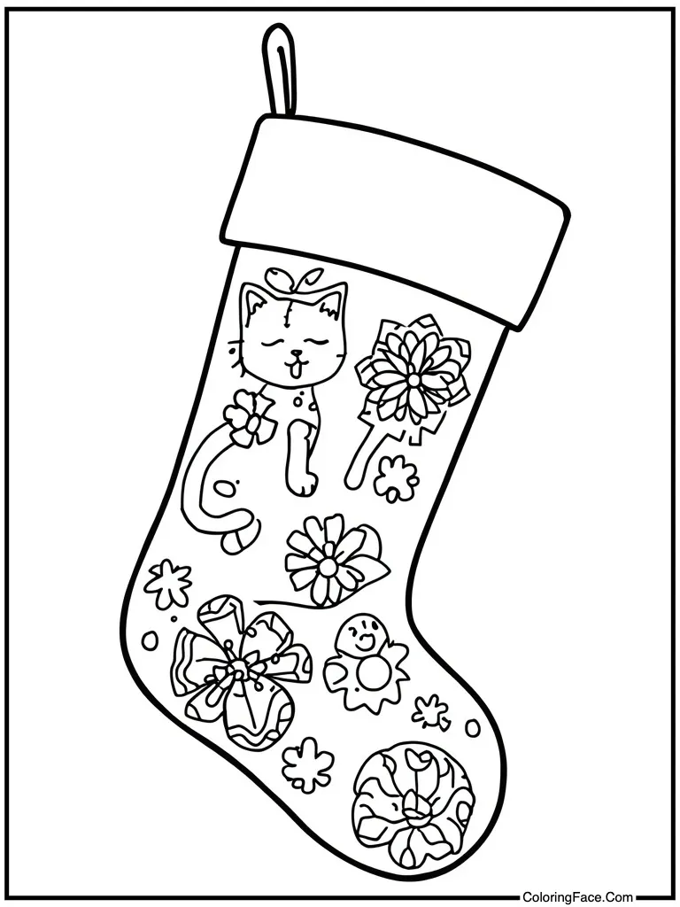 Stocking with kitten inside