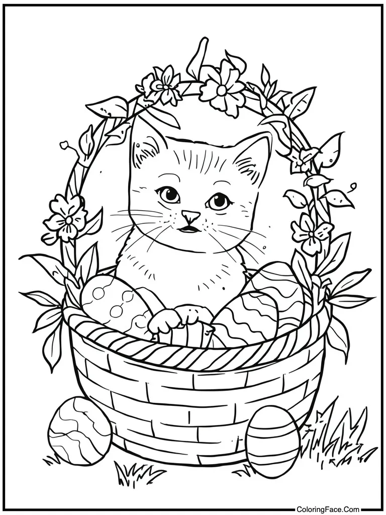 Easter basket with kitty