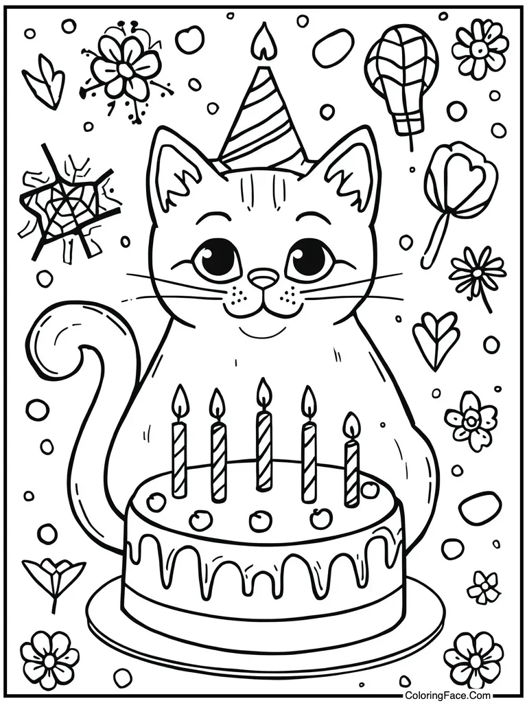 Birthday cake and kitty